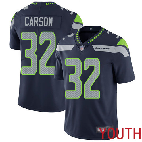 Seattle Seahawks Limited Navy Blue Youth Chris Carson Home Jersey NFL Football #32 Vapor Untouchable->youth nfl jersey->Youth Jersey